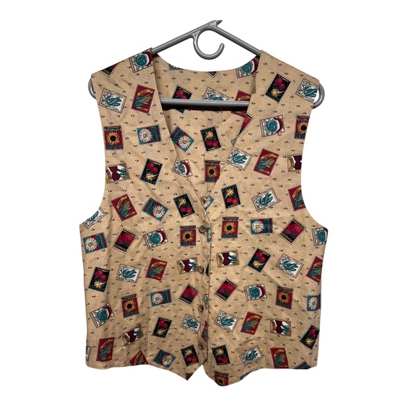Vtg Handmade Garden Grandmacore Vest Corn Buttons Reversible - Picture 4 of 5